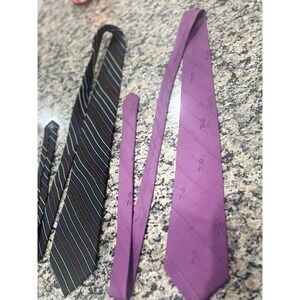 Claiborne Striped Necktie Purple Pancreatic Cancer Awareness Ribbon Neckwear